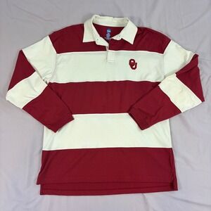 Oklahoma Sooners Mens Large Rugby Shirt Crimson Blokecore Streetwear Preppy NCAA